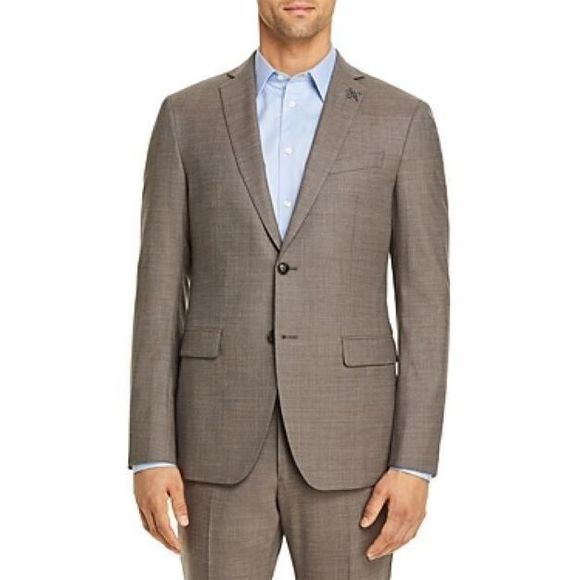 John Varvatos Star Bleecker Brown Sharkskin Slim Fit Suit Jacket Coat 38 S 38S